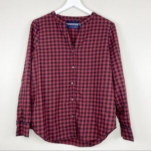 Calvin Klein Red and Black Plaid Cotton Button Shirt Size Medium